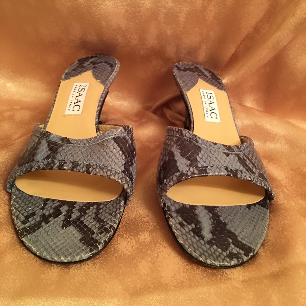 Isaac Blue Snakeskin Heels